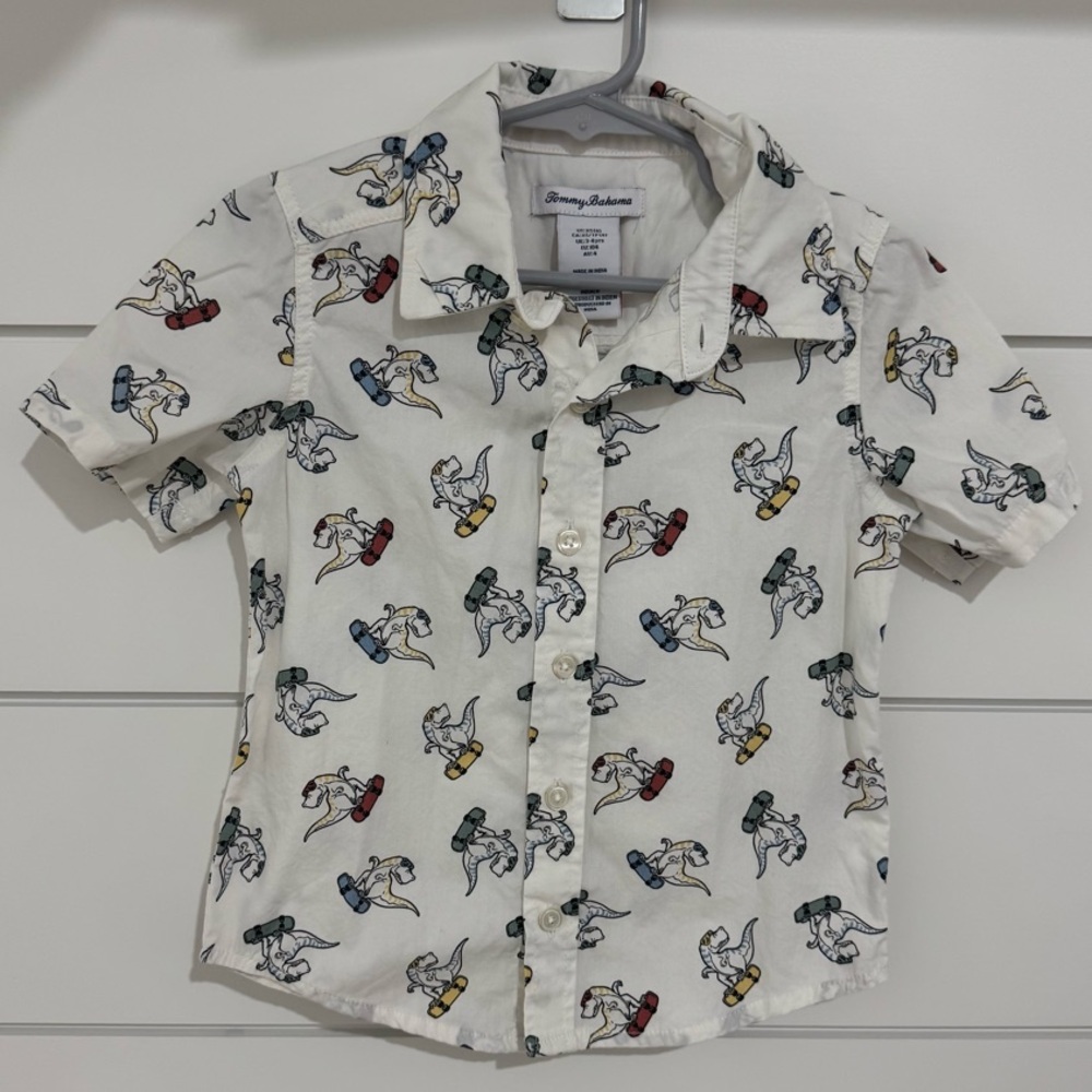 Kids Skater Dinos Printed Button Shirt